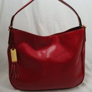 LAUREN RALPH LAUREN RED LEATHER HOBO BAG
